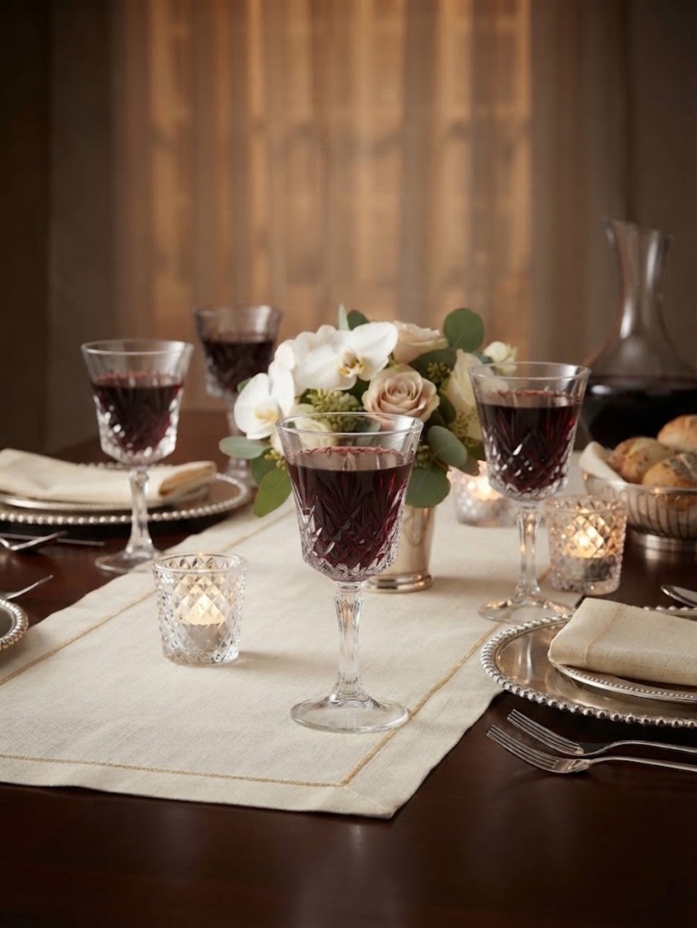 Vintage 4 Classic Clear Crystal Wine Goblets